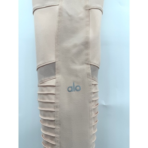 ALO Yoga High Waist Moto Pink Ribbed Activewear Athleisure Stretch Leggings XS - Picture 5 of 8